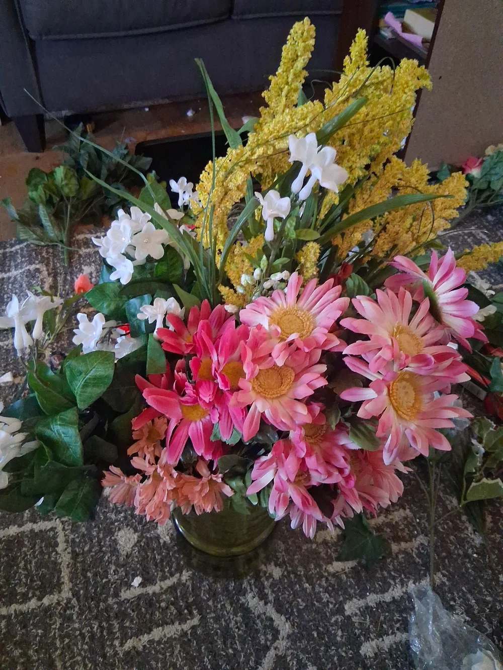 Artificial Pink Daisy & Yellow Wildflower Arrangement - Home Accents